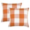 4TH Emotion Set of 2 Farmhouse Buffalo Check Plaid Throw Pillow Covers Cushion Case Polyester Linen for Fall Home Decor Orange and White, 18 x 18 Inches